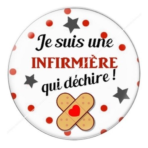 Cabochon résine à coller 25 mm infirmière f12