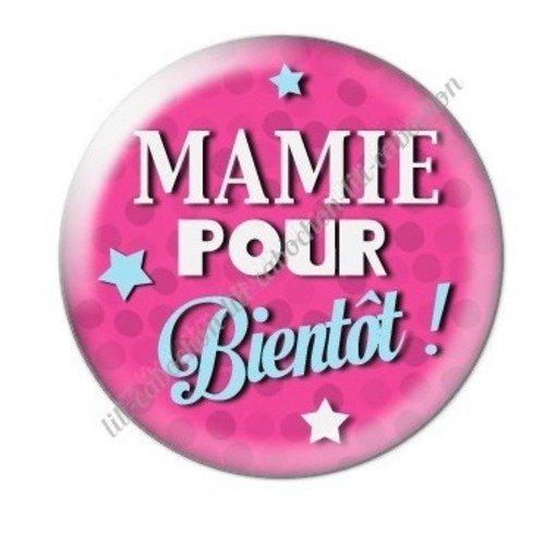 Cabochon résine à coller 25 mm mamie pour bientôt annonce naissance c57