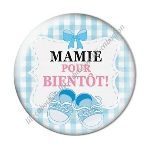 Cabochon résine à coller 25 mm mamie pour bientôt annonce naissance c58