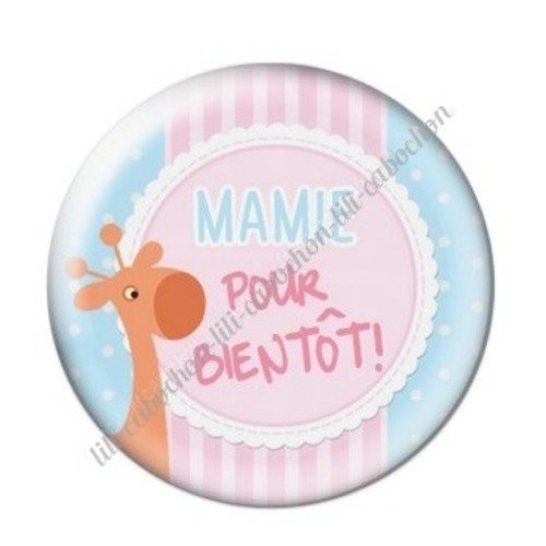 Cabochon résine à coller 25 mm mamie pour bientôt annonce naissance c60