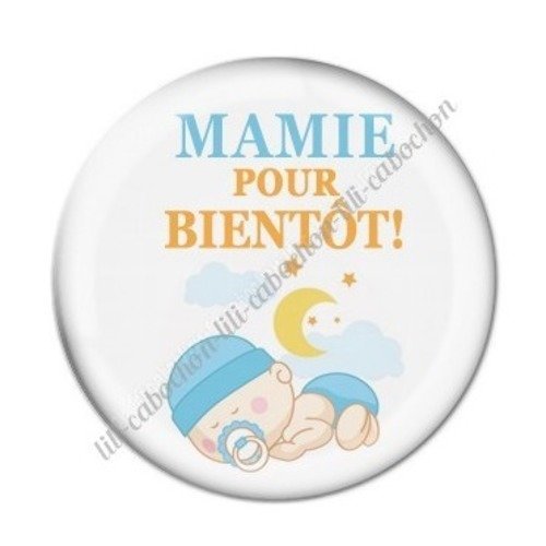Cabochon résine à coller 25 mm mamie pour bientôt annonce naissance c66