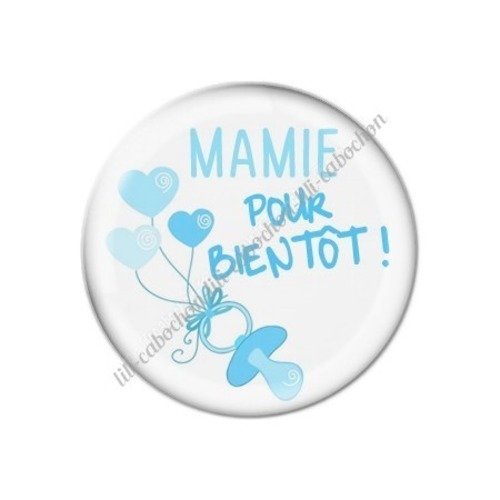 Cabochon résine à coller 25 mm mamie pour bientôt annonce naissance c67