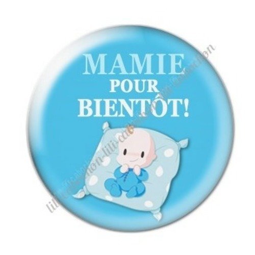 Cabochon résine à coller 25 mm mamie pour bientôt annonce naissance c68