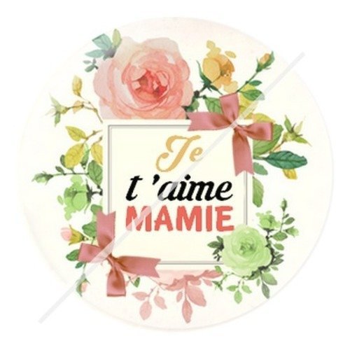 Cabochon résine à coller 25 mm mamie d13