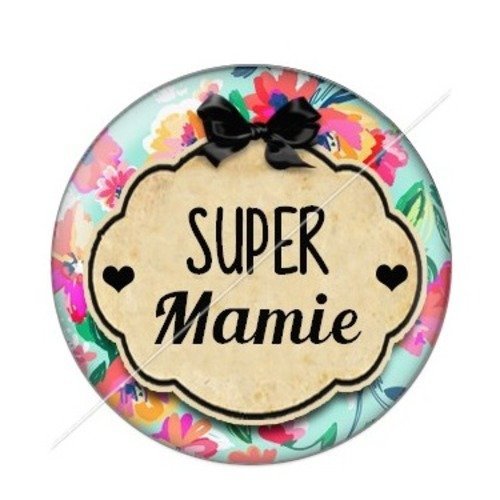 Cabochon résine à coller 25 mm mamie z f17