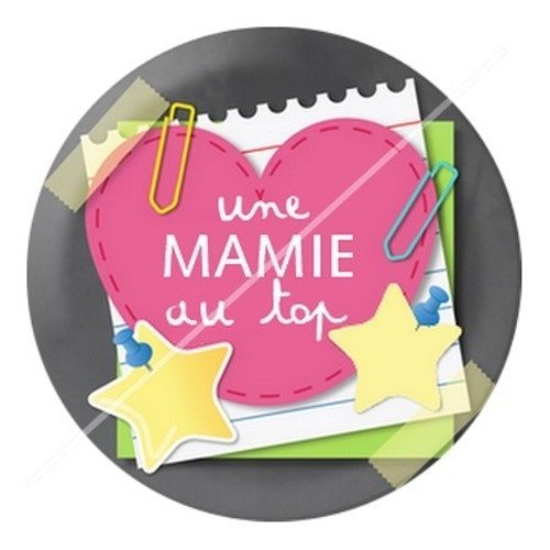 Cabochon résine à coller 25 mm mamie z j12