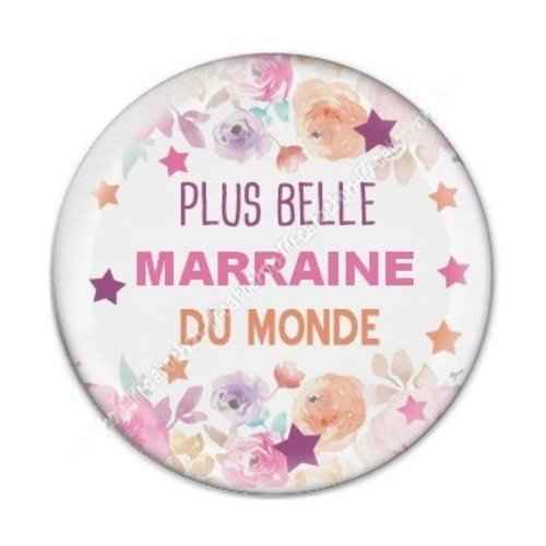 Cabochon résine à coller 25 mm marraine a12