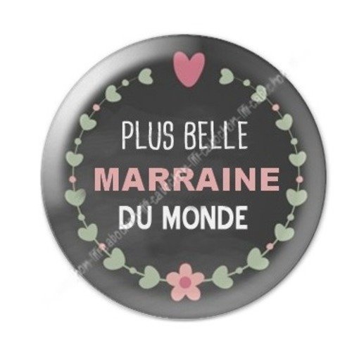 Cabochon résine à coller 25 mm marraine a16