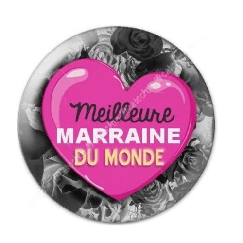 Cabochon résine à coller 25 mm marraine a21