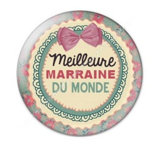 Cabochon résine à coller 25 mm marraine a27