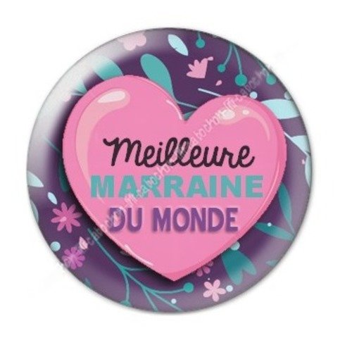 Cabochon résine à coller 25 mm marraine a29