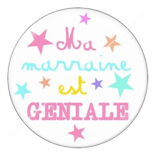 Cabochon résine à coller 25 mm marraine d2