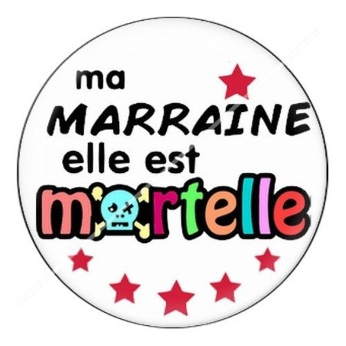 Cabochon résine à coller 25 mm marraine d8