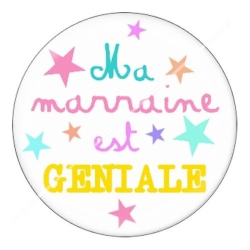 Cabochon résine à coller 25 mm marraine d15