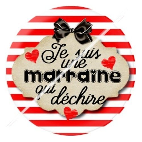 Cabochon résine à coller 25 mm marraine e4