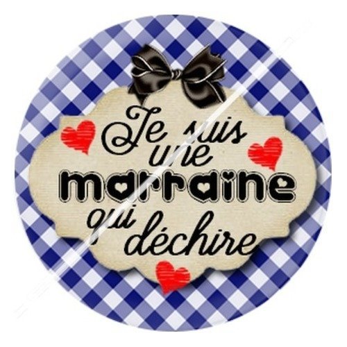 Cabochon résine à coller 25 mm marraine e7