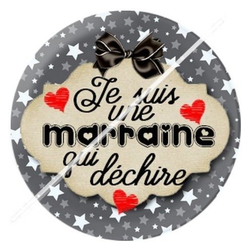 Cabochon résine à coller 25 mm marraine e13