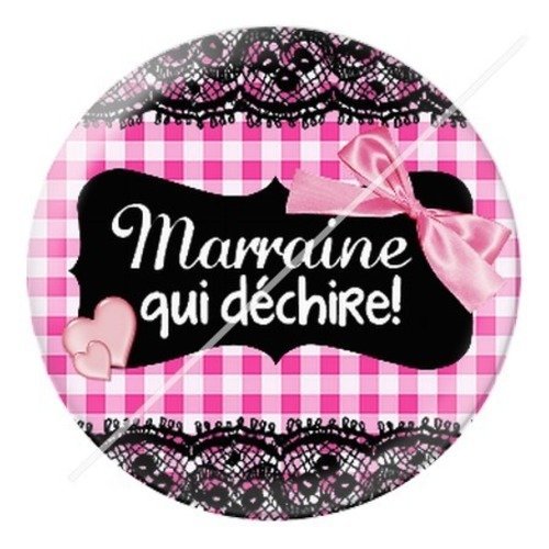 Cabochon résine à coller 25 mm marraine f3