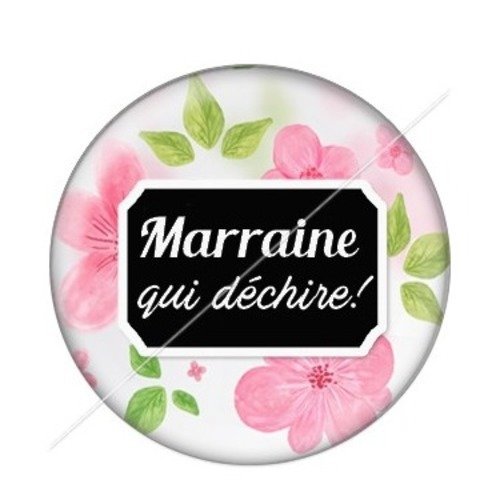 Cabochon résine à coller 25 mm marraine i8