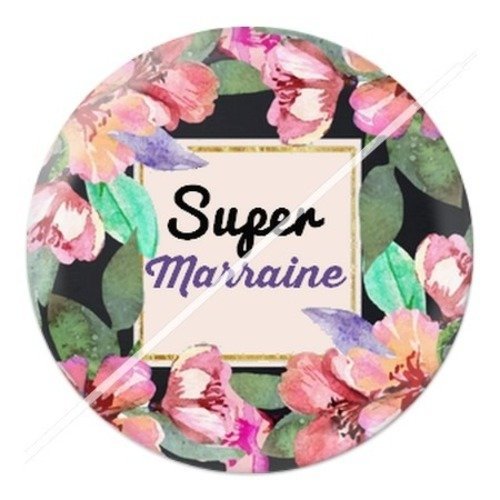 Cabochon résine à coller 25 mm marraine j4