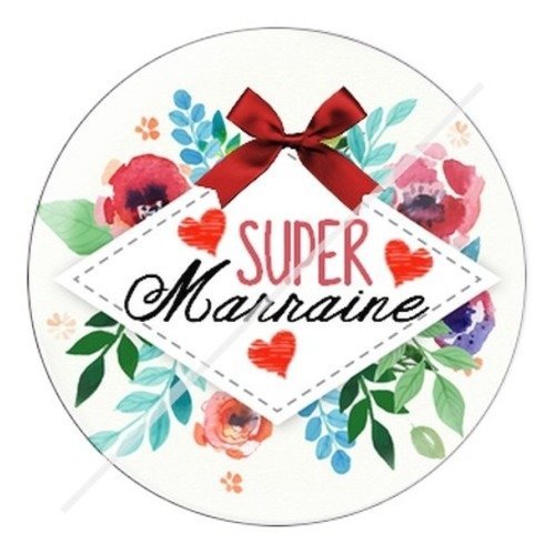 Cabochon résine à coller 25 mm marraine k1