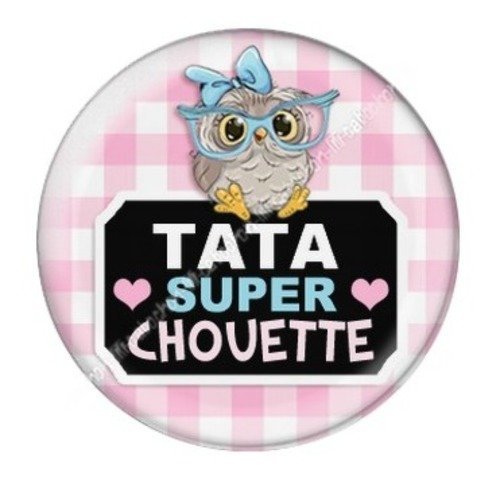 Cabochon résine à coller 25 mm tatie / tata a14