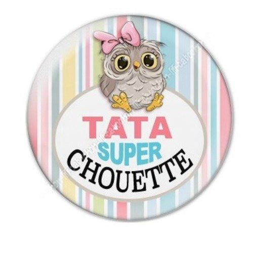 Cabochon résine à coller 25 mm tatie / tata a17