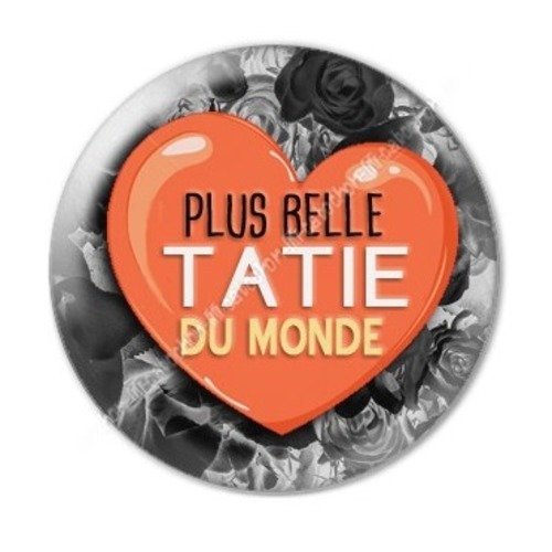 Cabochon résine à coller 25 mm tatie / tata a20