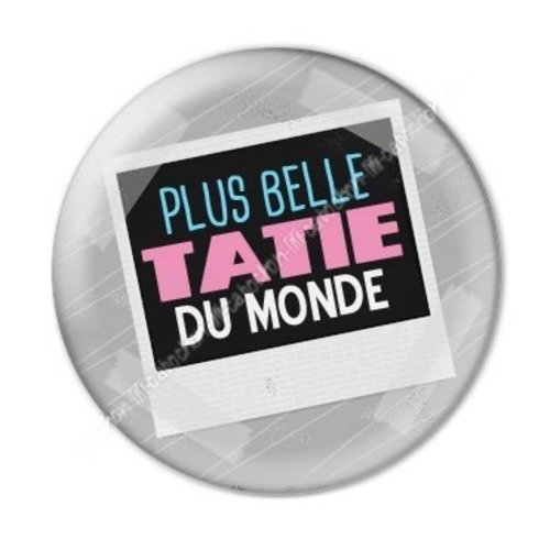 Cabochon résine à coller 25 mm tatie / tata a23