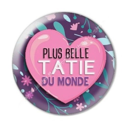 Cabochon résine à coller 25 mm tatie / tata a24