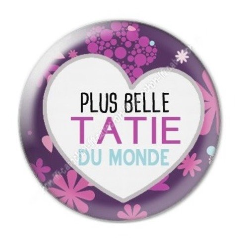 Cabochon résine à coller 25 mm tatie / tata a29