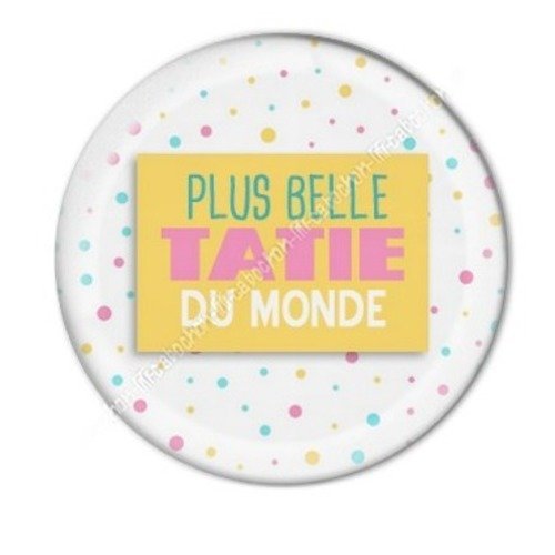 Cabochon résine à coller 25 mm tatie / tata a34