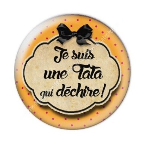 Cabochon résine à coller 25 mm tatie / tata a36