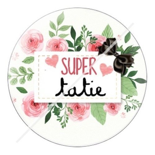 Cabochon résine à coller 25 mm tatie / tata b2