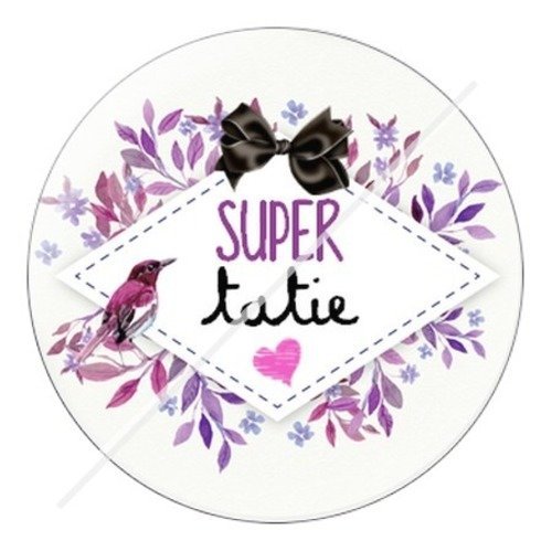 Cabochon résine à coller 25 mm tatie / tata b3