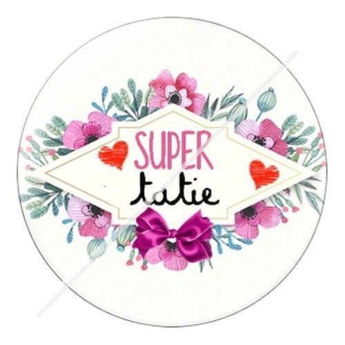 Cabochon résine à coller 25 mm tatie / tata b6