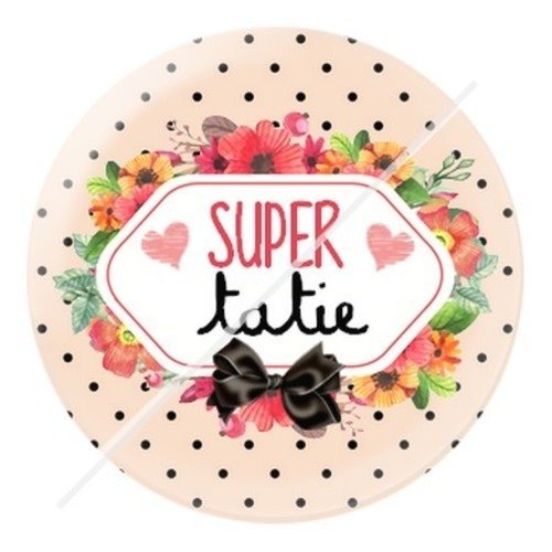 Cabochon résine à coller 25 mm tatie / tata b7