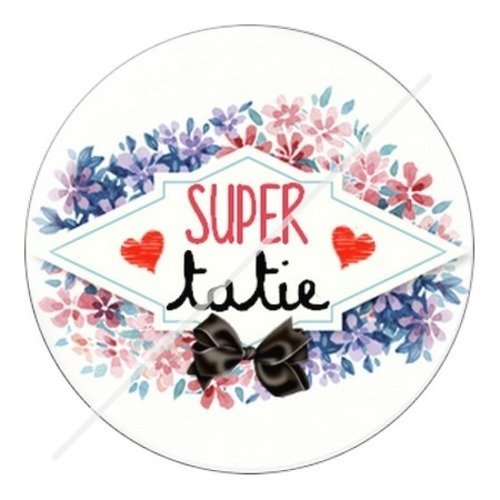 Cabochon résine à coller 25 mm tatie / tata b8