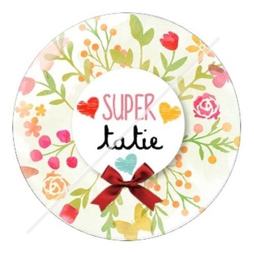 Cabochon résine à coller 25 mm tatie / tata b11