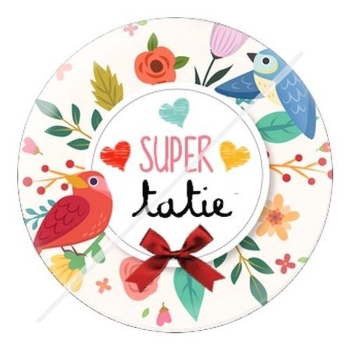 Cabochon résine à coller 25 mm tatie / tata b12