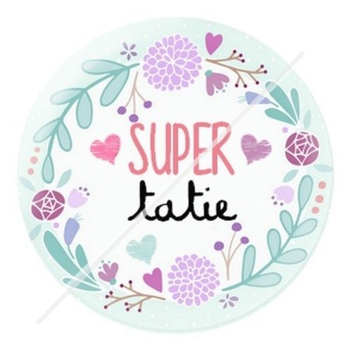 Cabochon résine à coller 25 mm tatie / tata b14