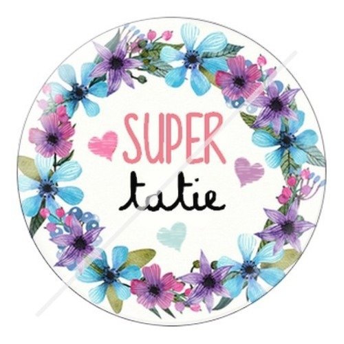 Cabochon résine à coller 25 mm tatie / tata b15