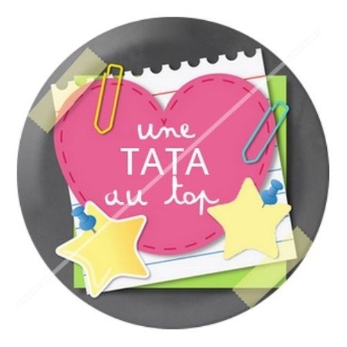 Cabochon résine à coller 25 mm tatie / tata c12