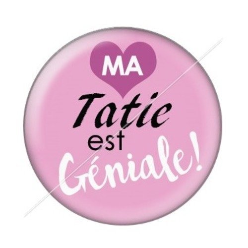 Cabochon résine à coller 25 mm tatie / tata d2