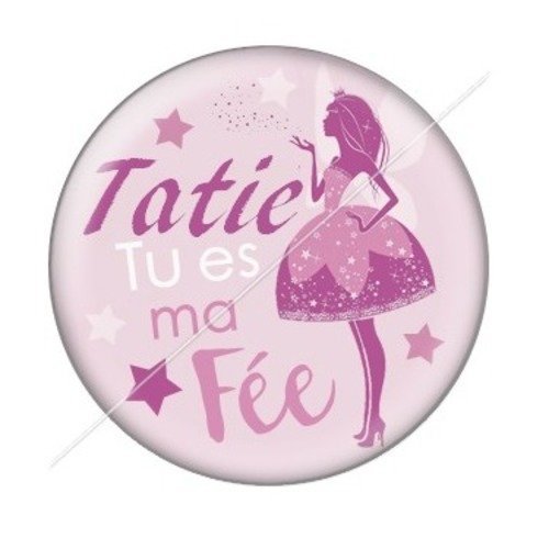 Cabochon résine à coller 25 mm tatie / tata d4