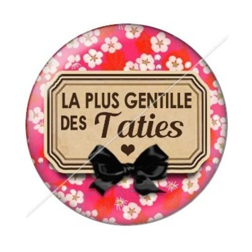 Cabochon résine à coller 25 mm tatie / tata d11