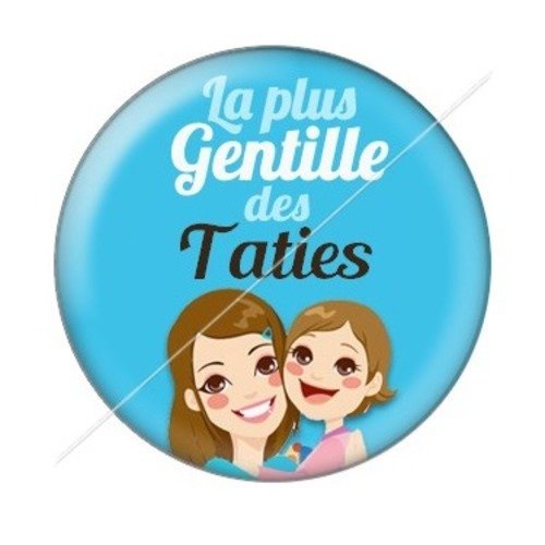 Cabochon résine à coller 25 mm tatie / tata d12