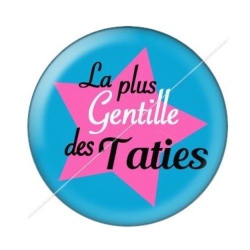 Cabochon résine à coller 25 mm tatie / tata d17