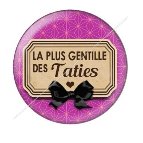 Cabochon résine à coller 25 mm tatie / tata d18