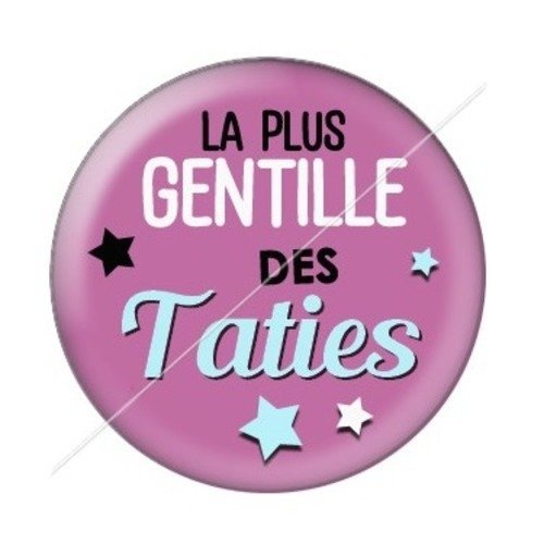 Cabochon résine à coller 25 mm tatie / tata d19